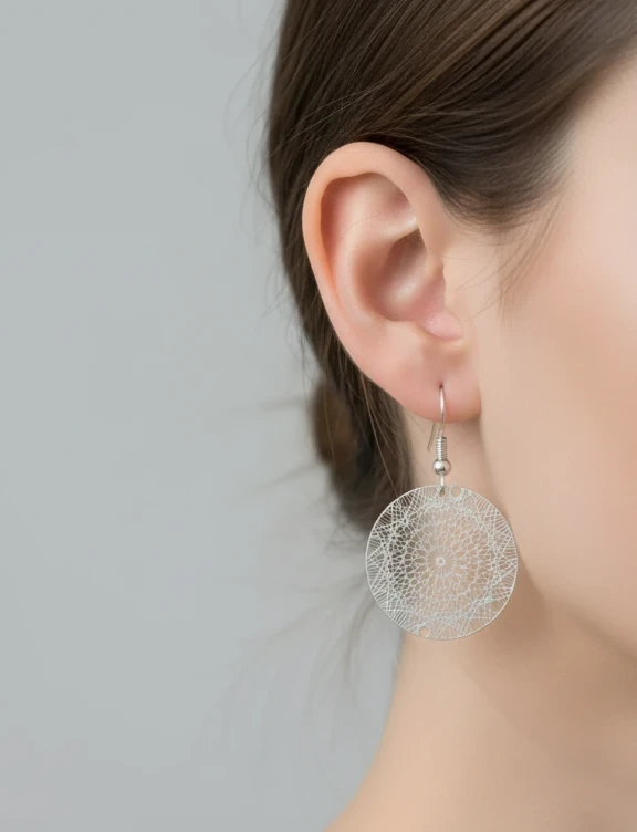 گوشواره گرد زنانه طرح سنتی مشبک – ظریف، سبک و چشم‌گیر